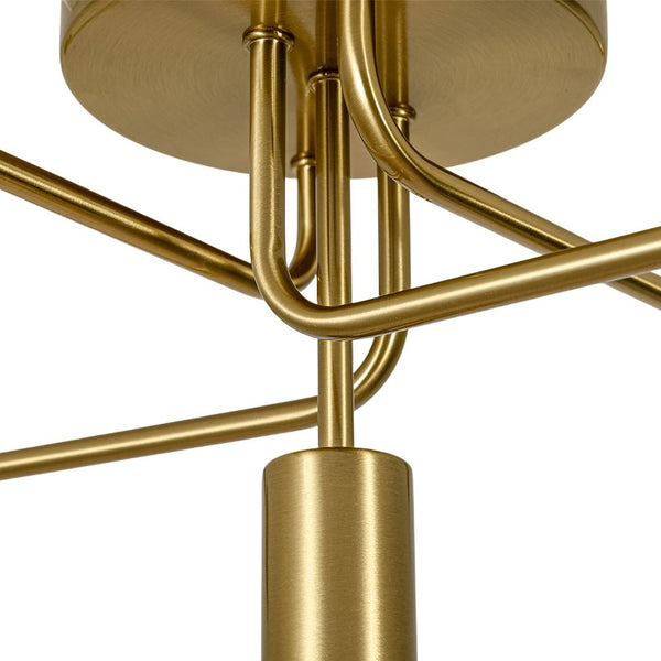 Thehouselights - 5 - Light Swirl Sputnik Semi Flush Light - Chandelier - Brass - 