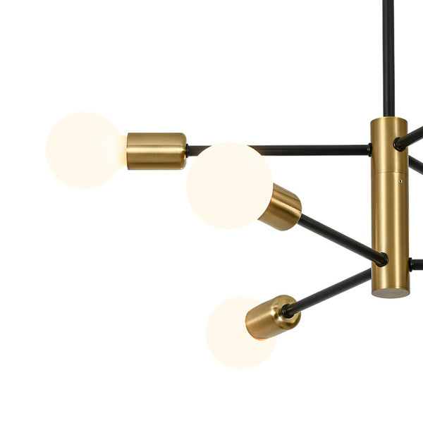 Thehouselights - 6 - Light Designer Minimalist Sputnik Chandelier - Chandelier - Black+Brass - 