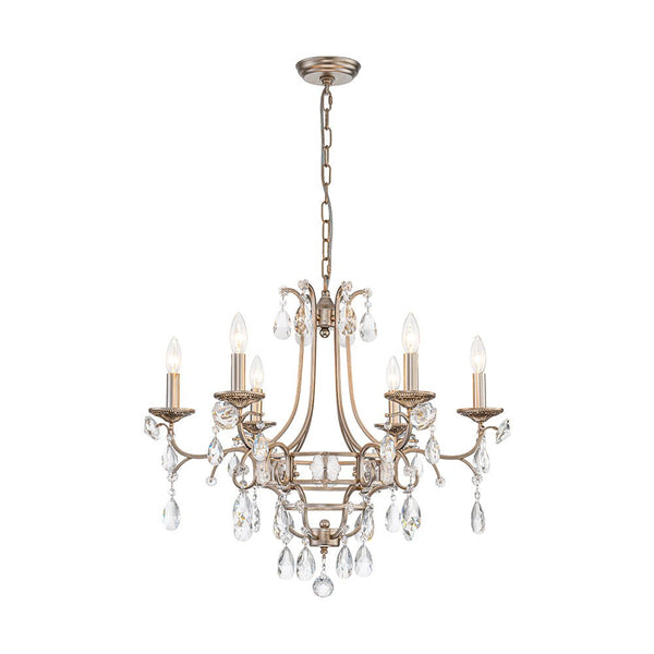 Thehouselights - 6 - Light European Brass Crystal Chandelier - Chandelier - 6 - Light - 