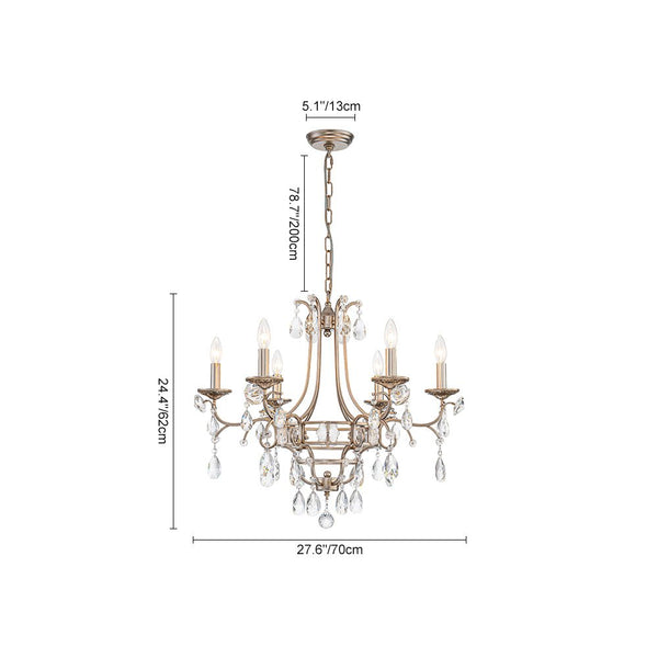 Thehouselights - 6 - Light European Brass Crystal Chandelier - Chandelier - 6 - Light - 