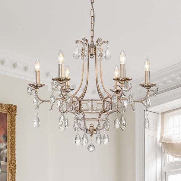 Thehouselights - 6 - Light European Brass Crystal Chandelier - Chandelier - 6 - Light - 