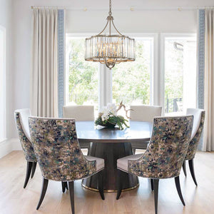 Thehouselights - 6 - Light Geometric Flower Glass Crystal Chandelier - Chandelier - Brushed Silver - 