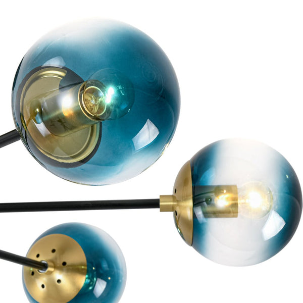 Thehouselights - 6 - Light Glass Bubble Sputnik Semi Flush Chandelier - Chandelier - Blue Glass - 