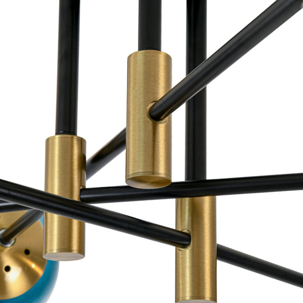 Thehouselights - 6 - Light Glass Bubble Sputnik Semi Flush Chandelier - Chandelier - Blue Glass - 