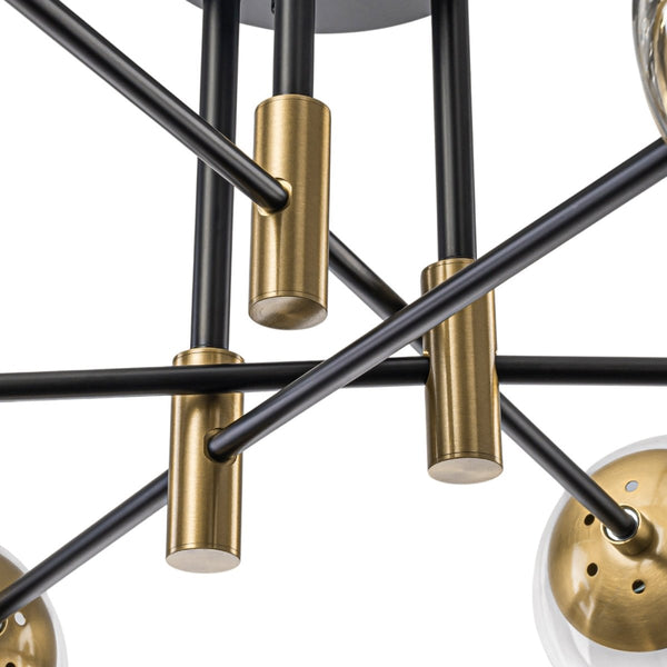 Thehouselights-6-Light Glass Bubble Sputnik Semi Flush Chandelier-Chandelier-Clear Glass-