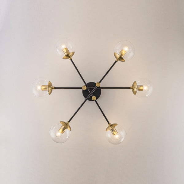 Thehouselights-6-Light Glass Bubble Sputnik Semi Flush Chandelier-Chandelier-Clear Glass-