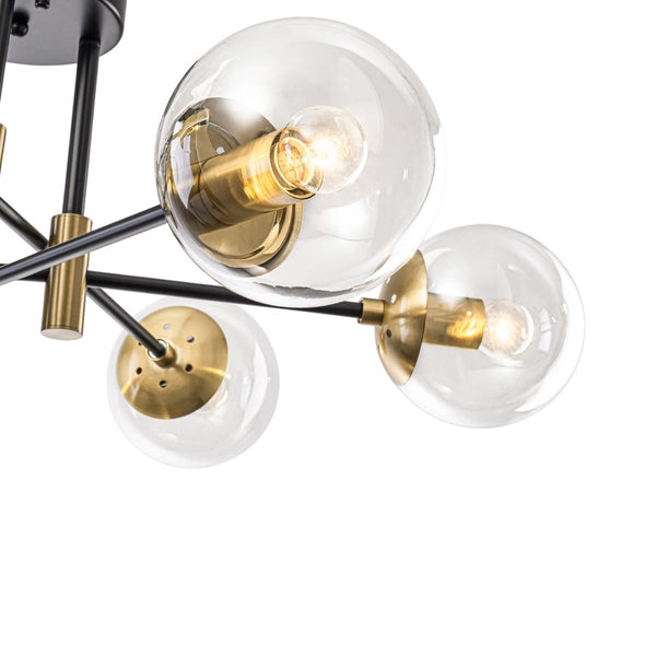 Thehouselights-6-Light Glass Bubble Sputnik Semi Flush Chandelier-Chandelier-Clear Glass-