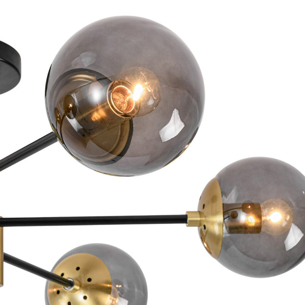 Thehouselights - 6 - Light Glass Bubble Sputnik Semi Flush Chandelier - Chandelier - Smoky Gray Glass - 