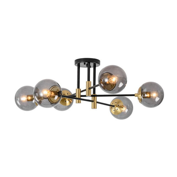 Thehouselights - 6 - Light Glass Bubble Sputnik Semi Flush Chandelier - Chandelier - Smoky Gray Glass - 