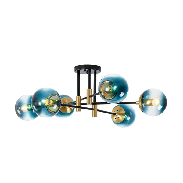 Thehouselights - 6 - Light Glass Bubble Sputnik Semi Flush Chandelier - Chandelier - Smoky Gray Glass - 