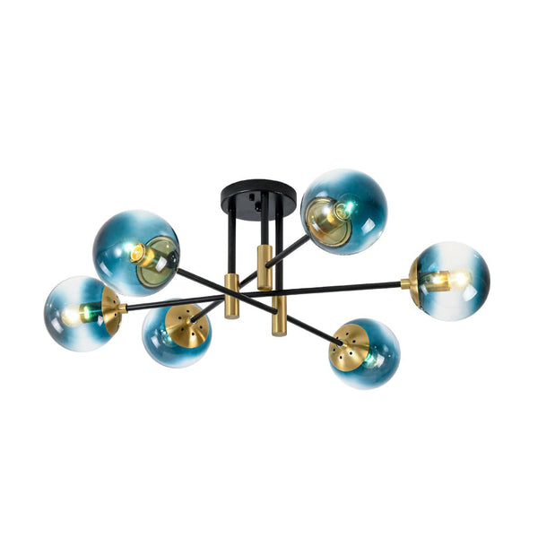 Thehouselights - 6 - Light Glass Bubble Sputnik Semi Flush Chandelier - Chandelier - Smoky Gray Glass - 
