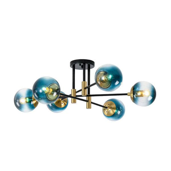 Thehouselights - 6 - Light Glass Bubble Sputnik Semi Flush Chandelier - Chandelier - Smoky Gray Glass - 