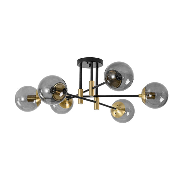 Thehouselights - 6 - Light Glass Bubble Sputnik Semi Flush Chandelier - Chandelier - Smoky Gray Glass - 
