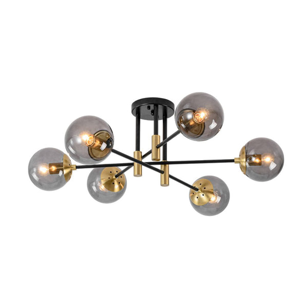 Thehouselights - 6 - Light Glass Bubble Sputnik Semi Flush Chandelier - Chandelier - Smoky Gray Glass - 