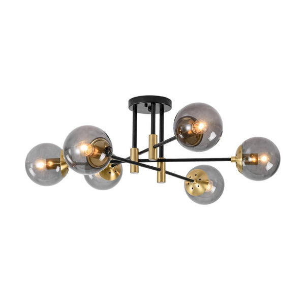 Thehouselights - 6 - Light Glass Bubble Sputnik Semi Flush Chandelier - Chandelier - Smoky Gray Glass - 
