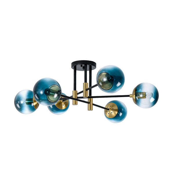 Thehouselights - 6 - Light Glass Bubble Sputnik Semi Flush Chandelier - Chandelier - Smoky Gray Glass - 