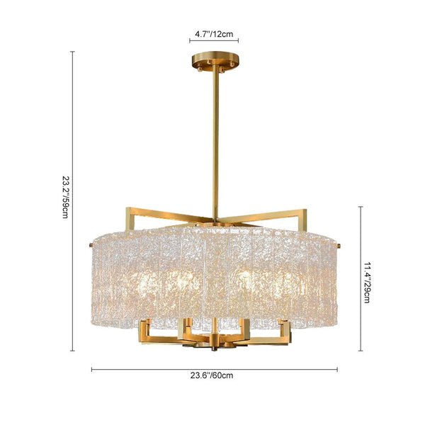 Thehouselights - 6 - Light Luxury Dimmable Glass Crystal Drum Chandelier - Chandelier - Brass - 