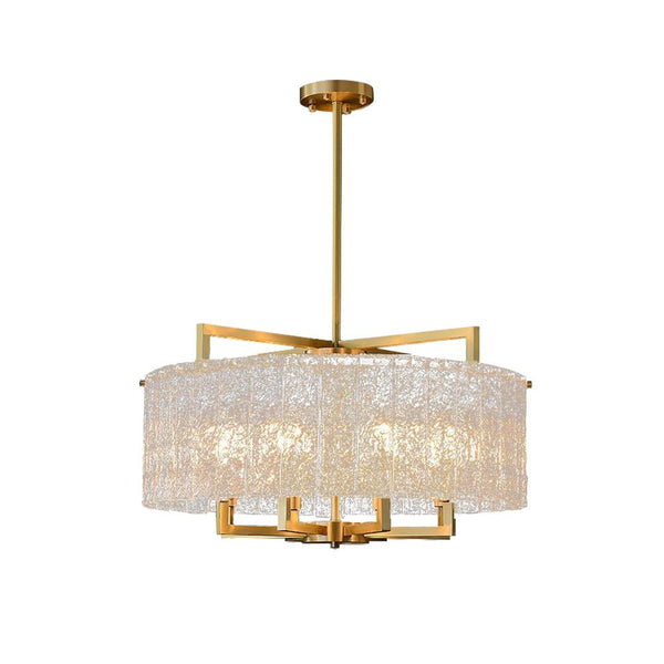 Thehouselights - 6 - Light Luxury Dimmable Glass Crystal Drum Chandelier - Chandelier - Brass - 