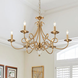 Thehouselights - 6 - Light Modern Brass Candle Chandelier - Chandelier - Brass - 