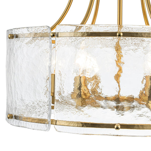 Thehouselights - 6 - Light Modern Glass Brass Drum Chandelier - Chandelier - Brass - 