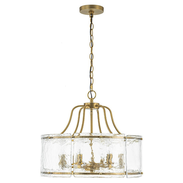 Thehouselights - 6 - Light Modern Glass Brass Drum Chandelier - Chandelier - Brass - 