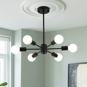 Thehouselights - 6 - Light Sputnik Chandelier - Chandelier - Black - 