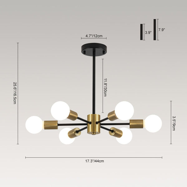 Thehouselights - 6 - Light Sputnik Chandelier - Chandelier - Black - 