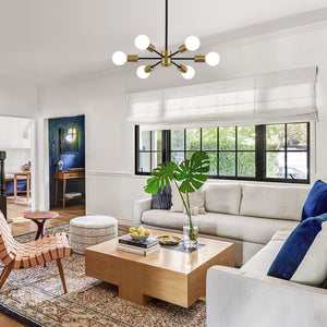 Thehouselights - 6 - Light Sputnik Chandelier - Chandelier - Black+Brass - 