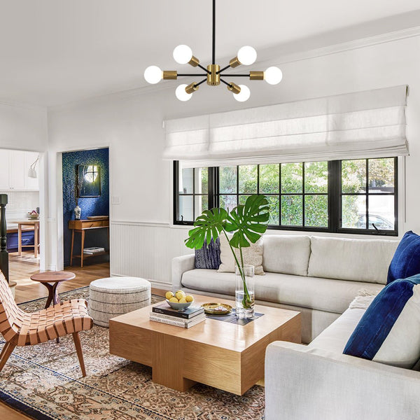 Thehouselights - 6 - Light Sputnik Chandelier - Chandelier - Black+Brass - 