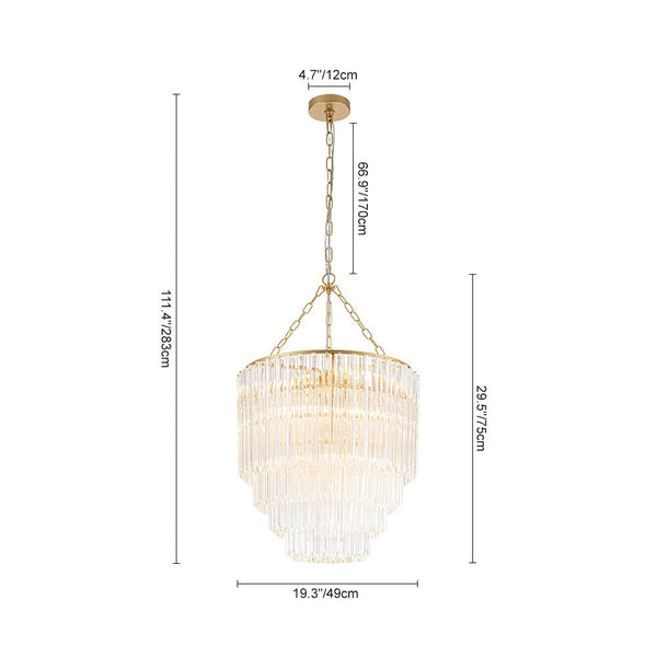 Thehouselights-7-Light Glam Glass Tube Tiered Chandelier-Chandelier-Brass-