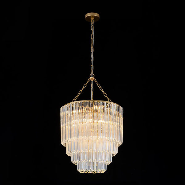 Thehouselights-7-Light Glam Glass Tube Tiered Chandelier-Chandelier-Brass-