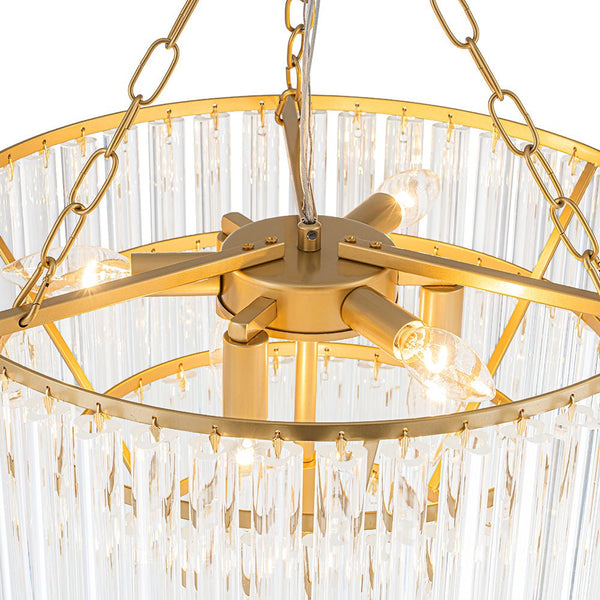 Thehouselights-7-Light Glam Glass Tube Tiered Chandelier-Chandelier-Brass-