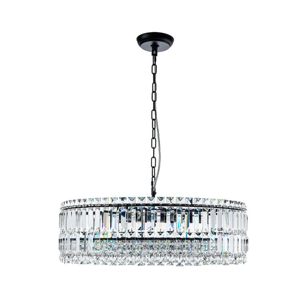 Thehouselights - 8 - Light Glass Crystal Chandelier Island Chandelier - Chandelier - Black - 