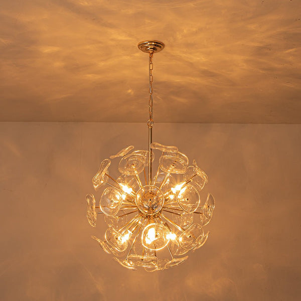 Thehouselights-8-Light Glass Sunburst Sputnik Chandelier-Chandelier-Gold-
