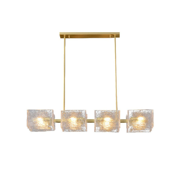 Thehouselights - 8 - Light Modern Ripple Glass Linear Chandelier - Chandelier - Brass - 