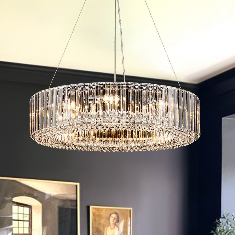 8-Light Modern Round Crystal Chandelier thehouselight, Drum