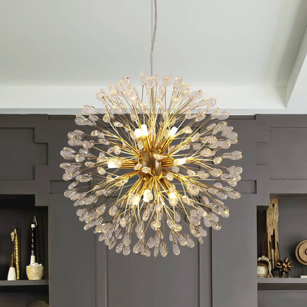 Thehouselights - 9 - Light Crystal Dandelion Chandelier - Chandelier - Brass - 