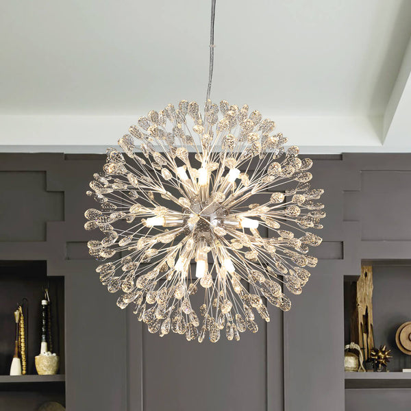 Thehouselights - 9 - Light Crystal Dandelion Chandelier - Chandelier - Chrome - 