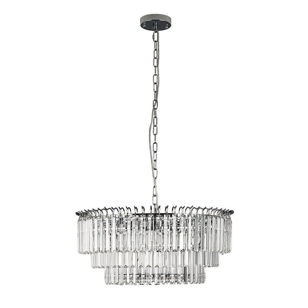 Thehouselights - 9 - Light Modern Tiered Crystal Chandelier - Chandelier - Chrome - 