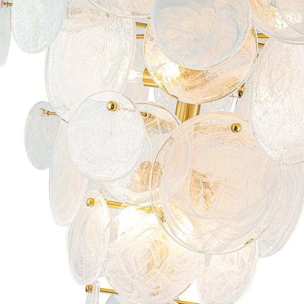 Thehouselights - 9/12 - Light Designer Glass Strip Brass Chandelier - Chandelier - 12 Bulbs - 