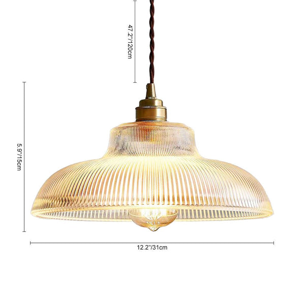 Thehouselights - Adjustable Modern Farmhouse Ribbed Glass Dome Pendant Light - Pendant - Green - 