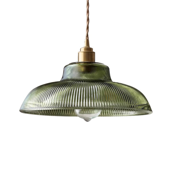 Thehouselights - Adjustable Modern Farmhouse Ribbed Glass Dome Pendant Light - Pendant - Green - 