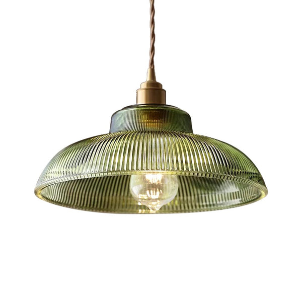 Thehouselights - Adjustable Modern Farmhouse Ribbed Glass Dome Pendant Light - Pendant - Green - 