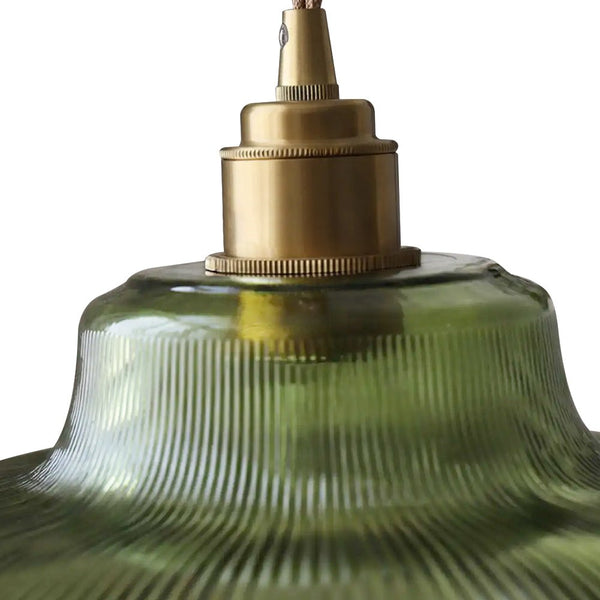 Thehouselights - Adjustable Modern Farmhouse Ribbed Glass Dome Pendant Light - Pendant - Green - 