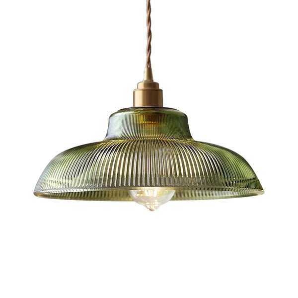 Thehouselights - Adjustable Modern Farmhouse Ribbed Glass Dome Pendant Light - Pendant - Green - 