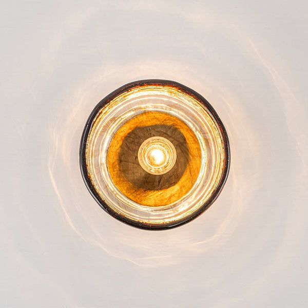 Thehouselights-Amber Glass Drum Semi Flush Mount-Ceiling Light-1-Light-