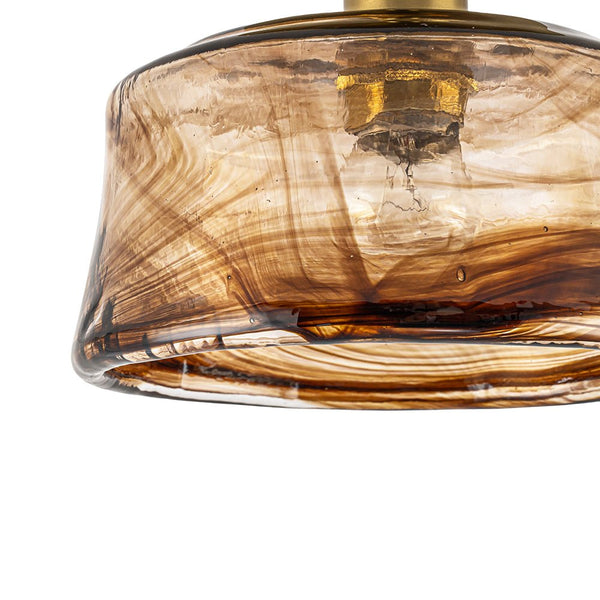 Thehouselights-Amber Glass Drum Semi Flush Mount-Ceiling Light-1-Light-
