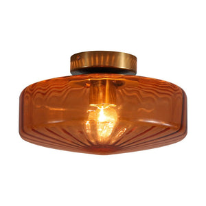 Thehouselights-Amber Glass Round Semi Flush Mount-Ceiling Light-1-Light-