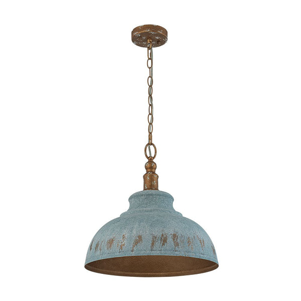 Thehouselights - Antique Blue Patina Metal Dome Pendant Light - Pendant - M - 