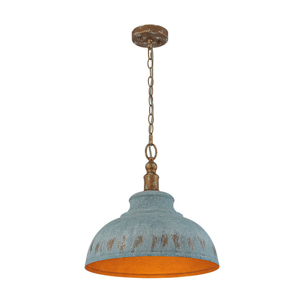 Thehouselights - Antique Blue Patina Metal Dome Pendant Light - Pendant - M - 